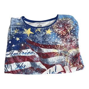 Holliday Editions 4th of July Shirt Women's MP‎ Short Sleeve Scoop Neck